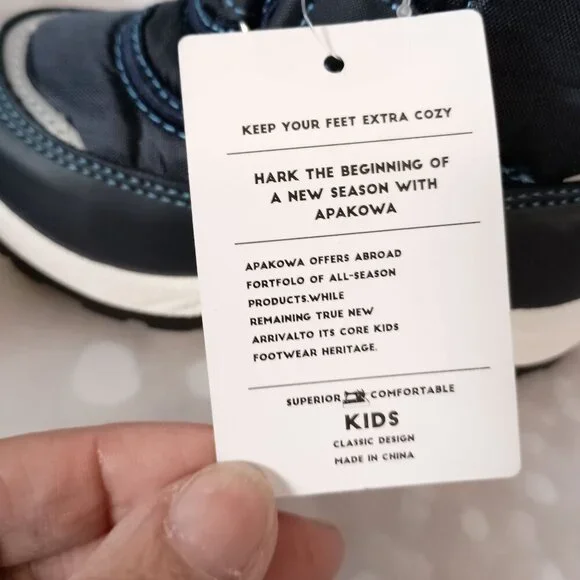 Apakowa Boys Winter Snow Boots Navy Blue Toddler Size 24 Warm New - Picture 4 of 7